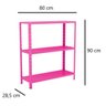 Estante Aço 3 Prateleiras Livros Cozinha Quarto Eaf007 Rosa - 2