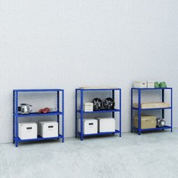 Estante Aço 3 Prateleiras Livros Cozinha Quarto EAF007 Azul - 3
