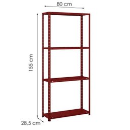 Estante Aço 4 Prateleiras Livros Cozinha Quarto EAF006 Vermelha - 2