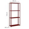 Estante Aço 4 Prateleiras Livros Cozinha Quarto EAF006 Vermelha - 2