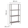 Estante Aço 4 Prateleiras Livros Cozinha Quarto EAF006 Cinza - 2