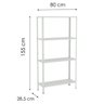 Estante Aço 4 Prateleiras Livros Cozinha Quarto EAF006 Branca - 3