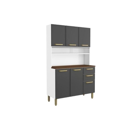 Cozinha Compacta Bella C/ 6 Portas e 2 Gavetas 120cm Grafite - Bertolini