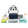 Mochila Bolsa Maternidade Mommy Bag Original Azul Marinho/OffWhite Moda Classic Baby Com USB, - unic - 12