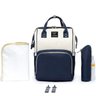 Mochila Bolsa Maternidade Mommy Bag Original Azul Marinho/OffWhite Moda Classic Baby Com USB, - unic - 1