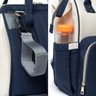 Mochila Bolsa Maternidade Mommy Bag Original Azul Marinho/OffWhite Moda Classic Baby Com USB, - unic - 13