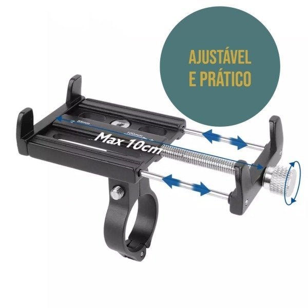 Suporte universal GPS/Celular para Moto/Bike em Alumínio Suporte Mania ajustável - unico - Preto - 13
