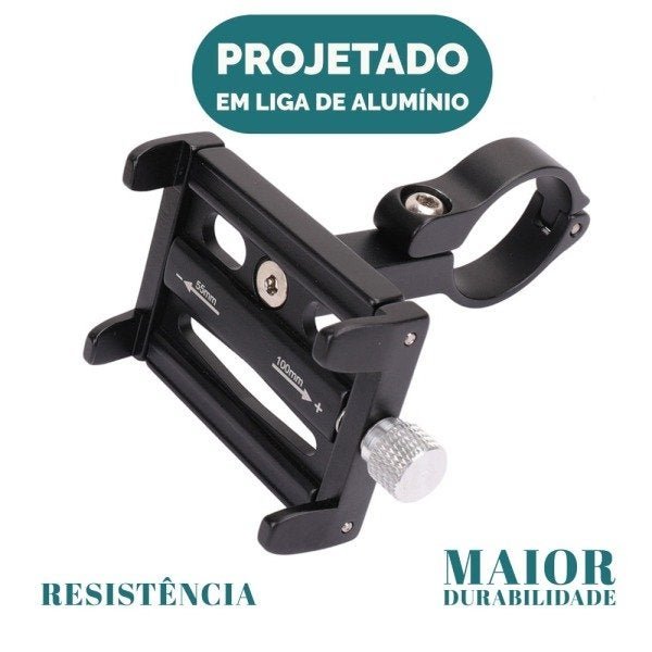 Suporte universal GPS/Celular para Moto/Bike em Alumínio Suporte Mania ajustável - unico - Preto - 15