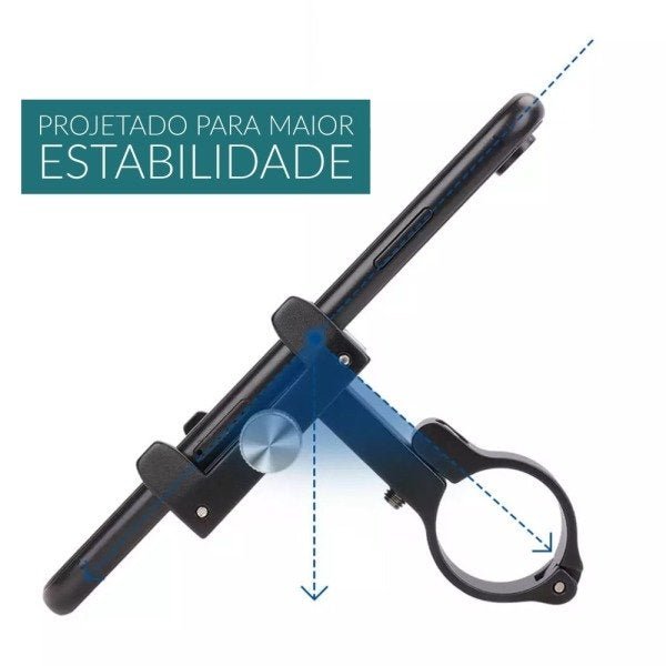 Suporte universal GPS/Celular para Moto/Bike em Alumínio Suporte Mania ajustável - unico - Preto - 14