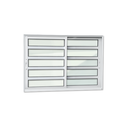 Janela Alumínio Elite c/Travessas 2 Folhas Moveis 100 x 200 V.Liso Branco Brimak