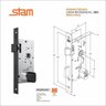 Fechadura Stam 803/21 Externa (G) RQ1 Quadrada Preto Fosco - 2