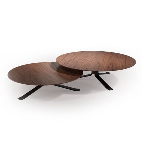 Conjunto Mesa de Centro Redonda Small Madeira Aço Assinado por Ramon Zancanaro Ccl