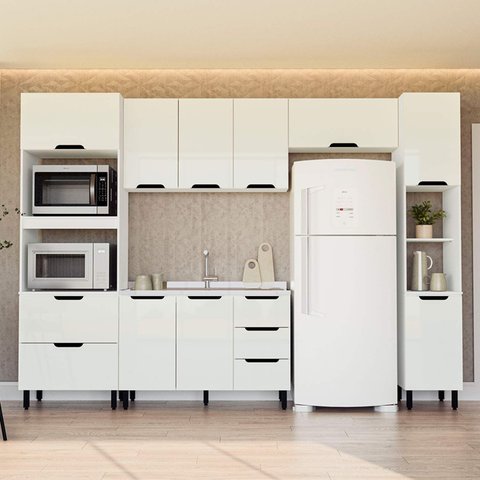 Armário de Cozinha Modulada Completa 5 Peças 310cm sem Tampo 250056 Meena Politorno Móveis