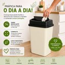 Ver imagem 7 de Lixeira Branca Preta Multiuso 9L Tampa Basculante Vai Vem Cesto Lixo Retangular 9 Litros Plastica Co