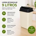 Ver imagem 6 de Lixeira Branca Preta Multiuso 9L Tampa Basculante Vai Vem Cesto Lixo Retangular 9 Litros Plastica Co