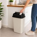 Ver imagem 5 de Lixeira Branca Preta Multiuso 9L Tampa Basculante Vai Vem Cesto Lixo Retangular 9 Litros Plastica Co