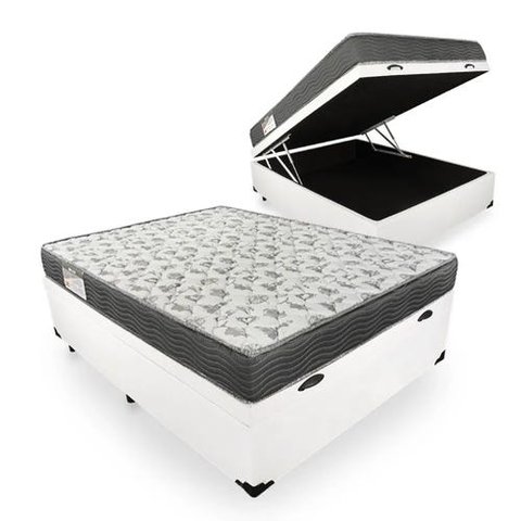 Cama Box com Baú Casal + Colchão de Espuma D33 - Ortobom - Iso 100 (138x188) (Branco)