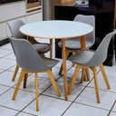 Ver imagem 2 de Mesa de Jantar Dina Redonda de Madeira 90cm na Cor Branca