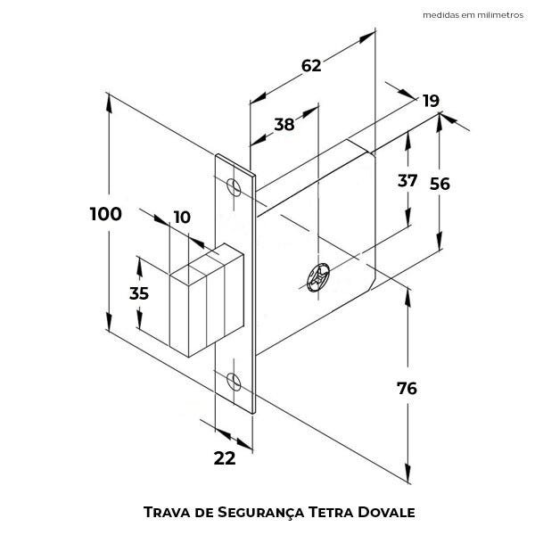 Trava de Segurança Tetra Dovale CR Cil. e Chave latão - 79400 - 2