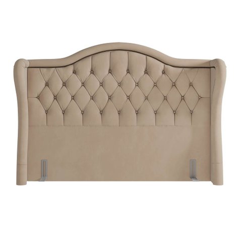 Cabeceira King 195cm Antibes P02 Veludo Bege - Mpozenato