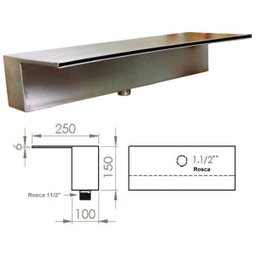 Cascata parede Embutir Bica Fonte para Piscina Fibra Vinil Alvenaria 80 Cm Lamina Longa Aco Inox - 2