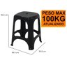 kit 10 Banco Banquetas Banquinhos de Plástico Tramontina Itauna até 100 Kg Cor:Preto - 3