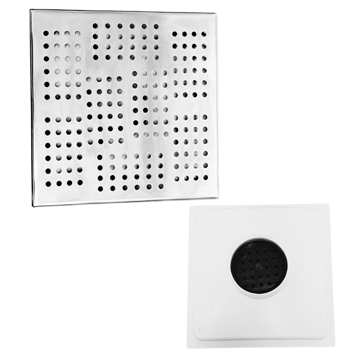 Ralo Quintal 20x20 Inox Espelhado Coletor Branco Saída 100mm - 4