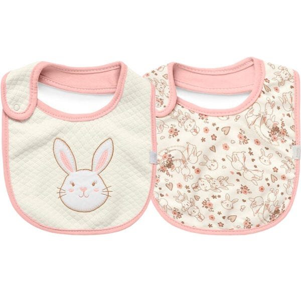 Babador Infantil Hug Hora do Chá - 100% Algodão - 2 Unidades - Rosa