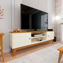 Ver imagem 2 de Rack para Tv até 75 Polegadas 2 Portas Stella 180cm - Via Nossa - Off White e Cedro