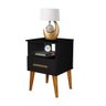 Mesa de Cabeceira Retrô 01 Gaveta - Nicho Pérola Preto Romar - 1
