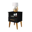 Ver imagem 1 de Mesa de Cabeceira Retrô 01 Gaveta - Nicho Pérola Preto Romar