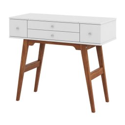 Penteadeira Decorativa com Espelho Bulma Branco/Imbuia - Gran Belo - 1