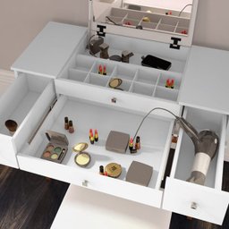 Penteadeira Decorativa com Espelho Bulma Branco/Imbuia - Gran Belo - 6