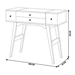 Penteadeira Decorativa com Espelho Bulma Branco/Imbuia - Gran Belo - 2