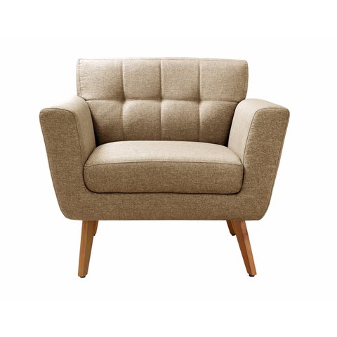 Poltrona Decorativa Bruna Living Sala Quarto Recepção - Linho Marrom