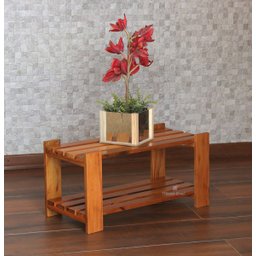 Mesa de Centro 60 x 30 cm Madeira de Demolição Ripada Natural - 1