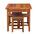 Ver imagem 2 de Conjunto Mesa de Jantar Ripada 1m 4 Banquetas Rústica Madeira Maciça Natural Mhm