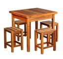 Ver imagem 1 de Conjunto Mesa de Jantar Ripada 1m 4 Banquetas Rústica Madeira Maciça Natural Mhm