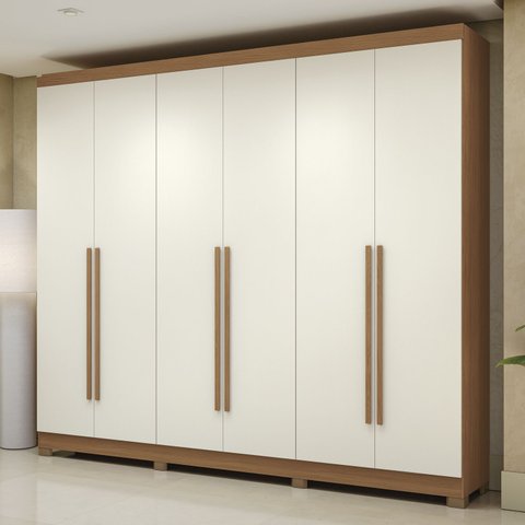 Guarda Roupa Roupeiro 6 Portas e 3 Gavetas com Pes 270cm Cb03t580 Kappesberg