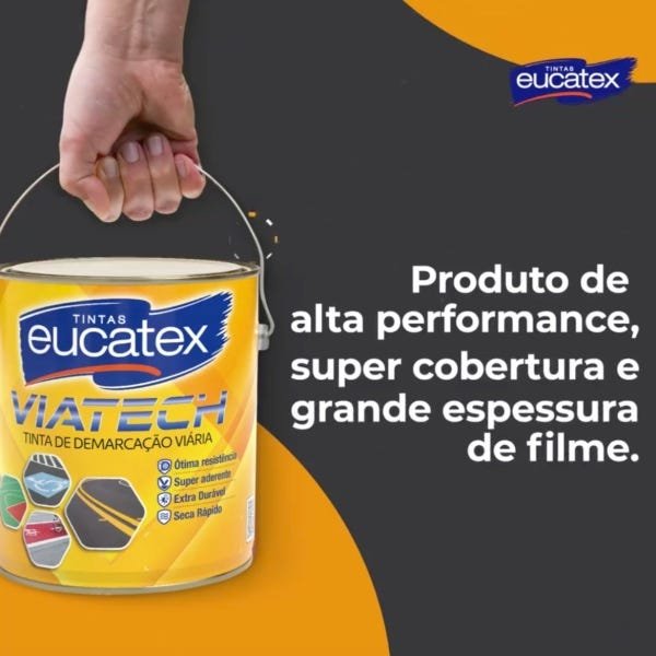 Tinta Piso Demarcação Emborrachada Viatech Eucatex 3,6L - Amarelo - 3