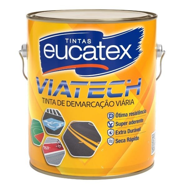 Tinta Piso Demarcação Emborrachada Viatech Eucatex 3,6L - Amarelo - 1
