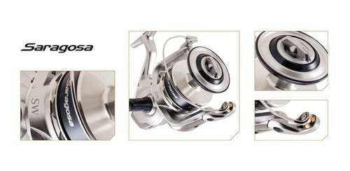 Molinete Shimano Saragosa 8000 SW Drag 12 Kg Rec 5.6:1 - Prateado e preto - 4