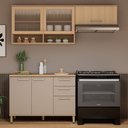 Ver imagem 1 de Cozinha Compacta 100 Mdf 3 Peças com Tampo e Vidro Canelado 200cm Duna Luciane Móveis