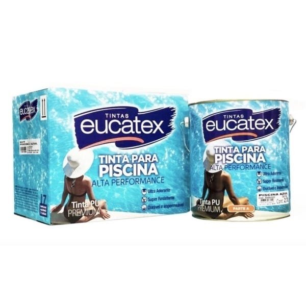 Tinta Impermeabilizante Piscina Azul Kit PU Eucatex 3,6L - 1