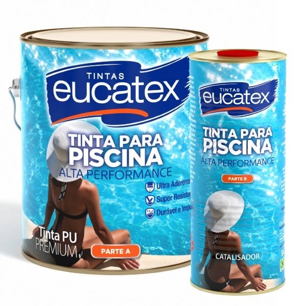 Tinta Impermeabilizante Piscina Azul Kit PU Eucatex 3,6L - 2