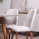 Ver imagem 3 de Conjunto de Jantar Mesa Retangular com Vidro Bennett 4 Cadeiras New Drop - Natural C/ Bege