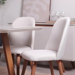 Conjunto de Jantar Mesa Retangular com Vidro Bennett 4 Cadeiras New Drop - Natural C/ Bege - 3