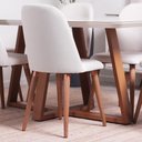 Ver imagem 4 de Conjunto de Jantar Mesa Retangular com Vidro Bennett 4 Cadeiras New Drop - Natural C/ Bege