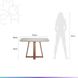 Conjunto de Jantar Mesa Retangular com Vidro Bennett 4 Cadeiras New Drop - Natural C/ Bege - 10