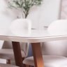 Conjunto de Jantar Mesa Retangular com Vidro Bennett 4 Cadeiras New Drop - Natural C/ Bege - 6